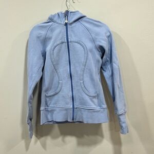 LULULEMON Scuba Hoodie Jacket Womens Size Light Blue Full Zip Thumb Holes